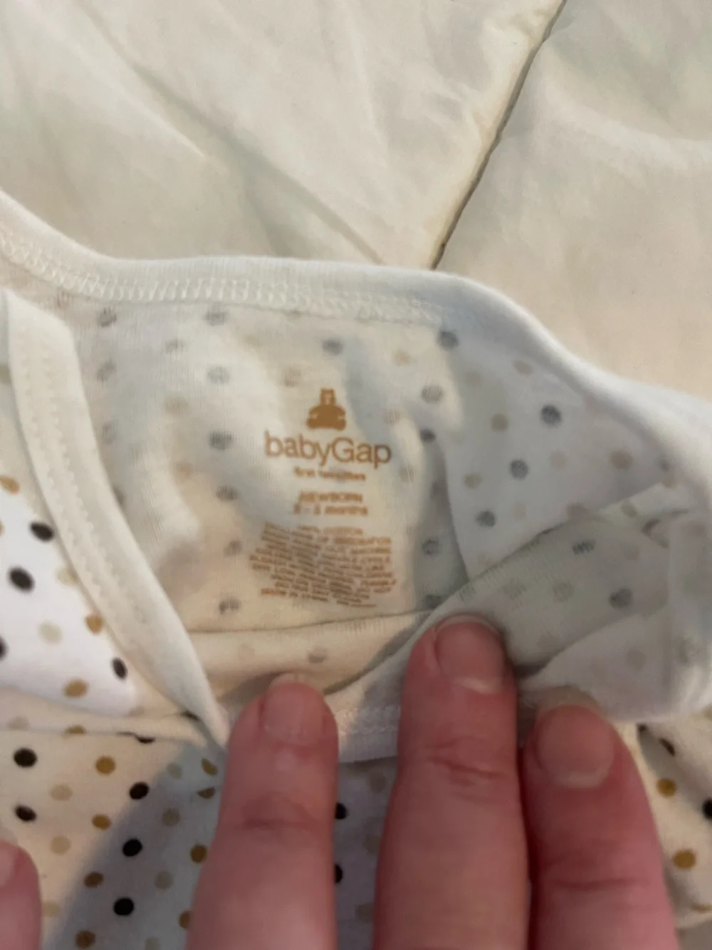 GAP Baby White Long Sleeve Bodysuit with Gold and Black Polka Dots